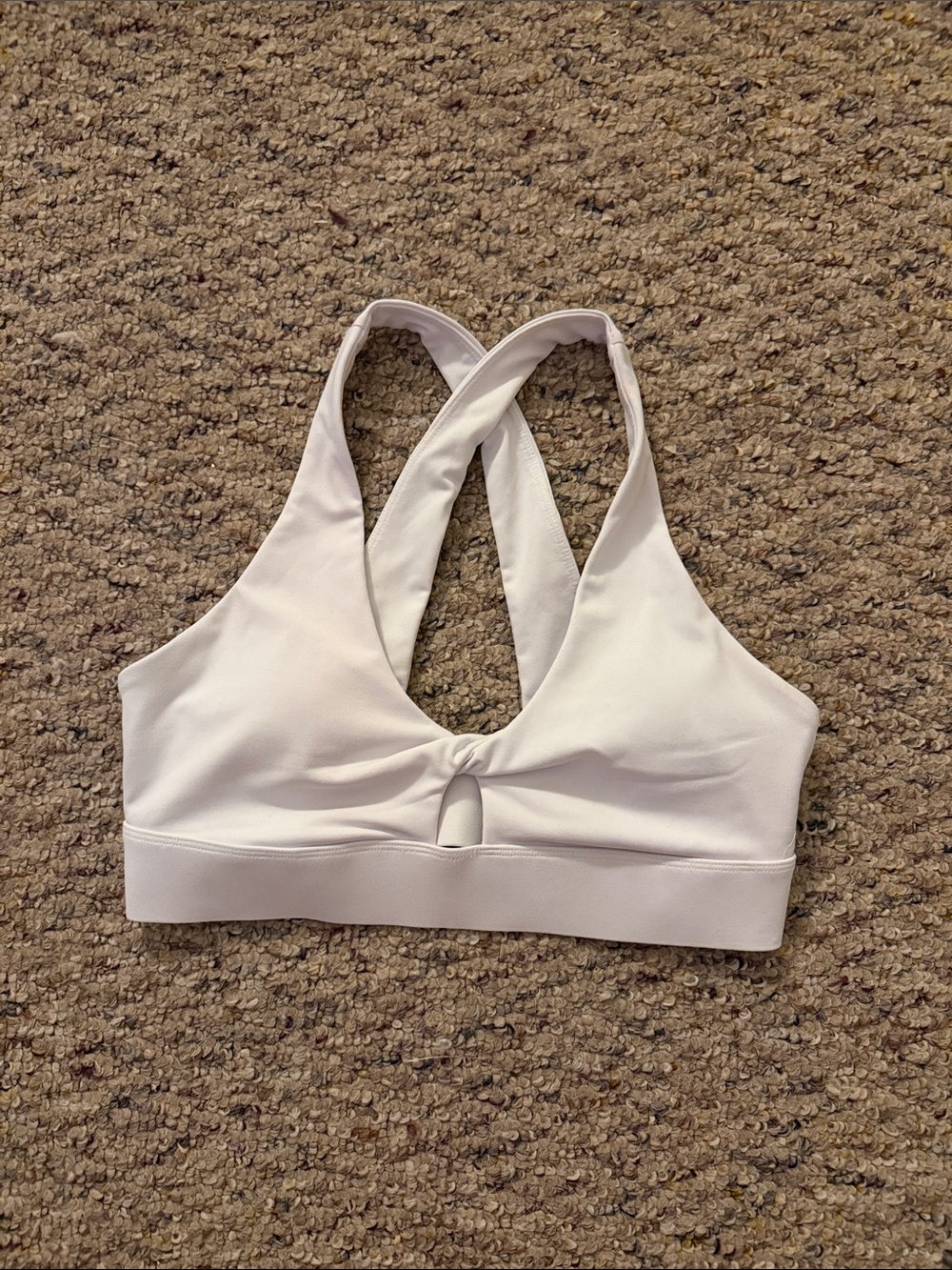White, padded, twisted front Cross-Back Sports Bralette